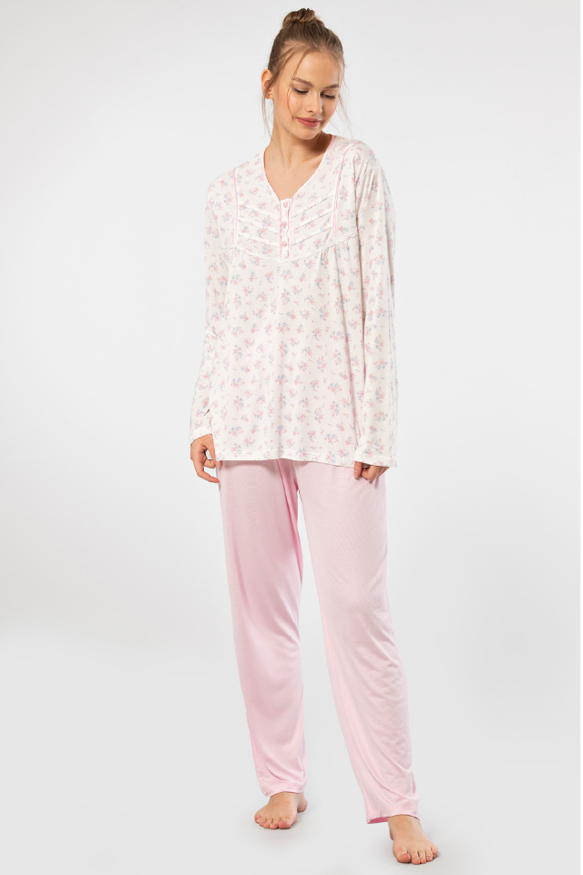 Türen Empirme Patli Battal Uzun Kollu Pijama Takimi
