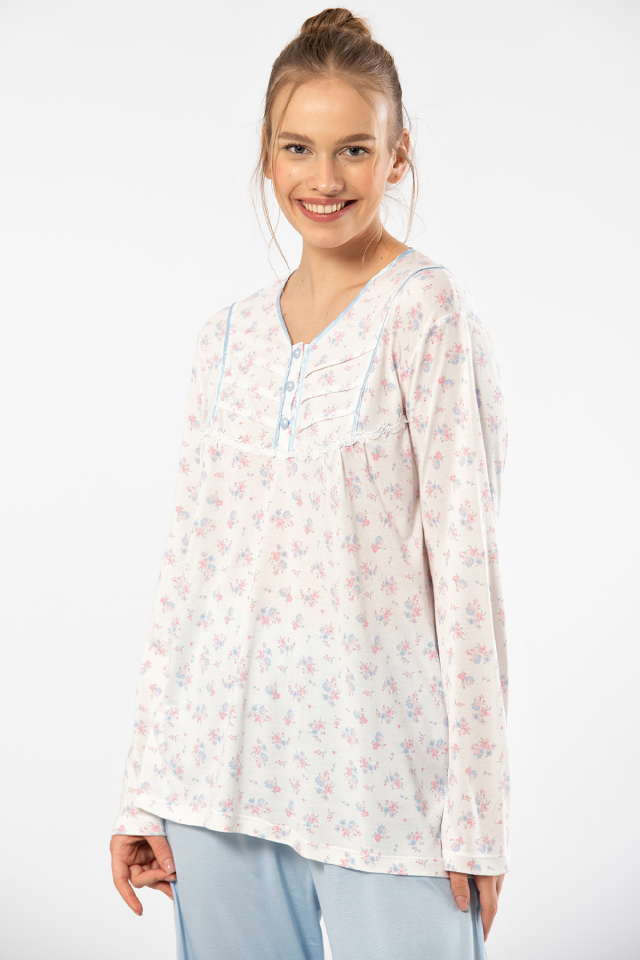 Türen Empirme Patli Battal Uzun Kollu Pijama Takimi