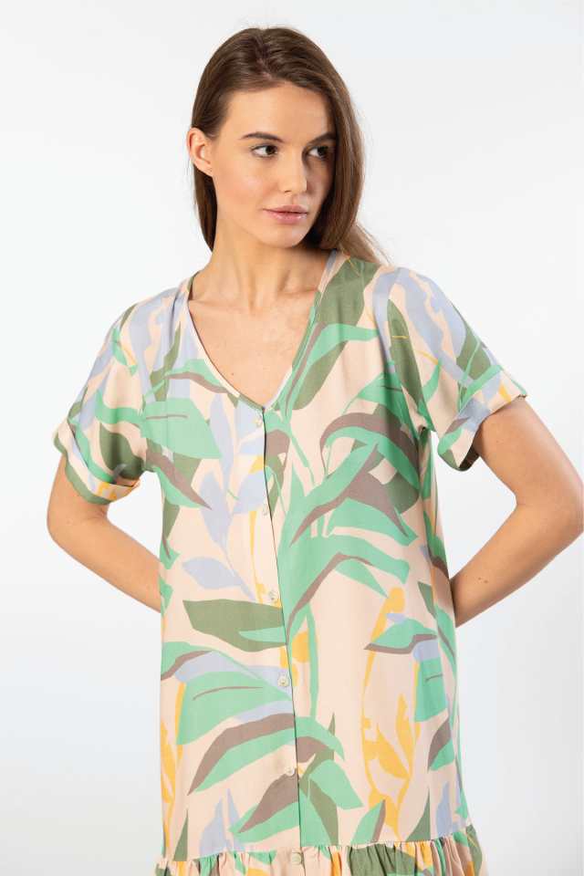 Türen Dokuma Düğmeli Elbise