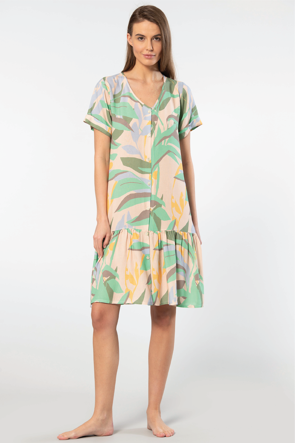 Türen Dokuma Düğmeli Elbise