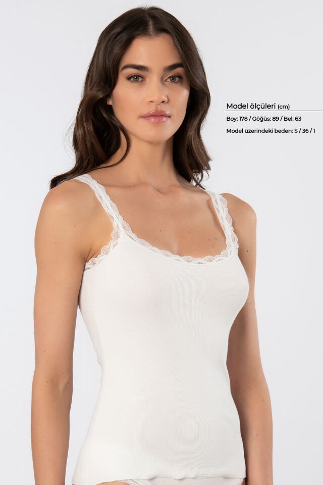 Türen Kadın Likralı Dantelli İp Askılı Kaşkorse