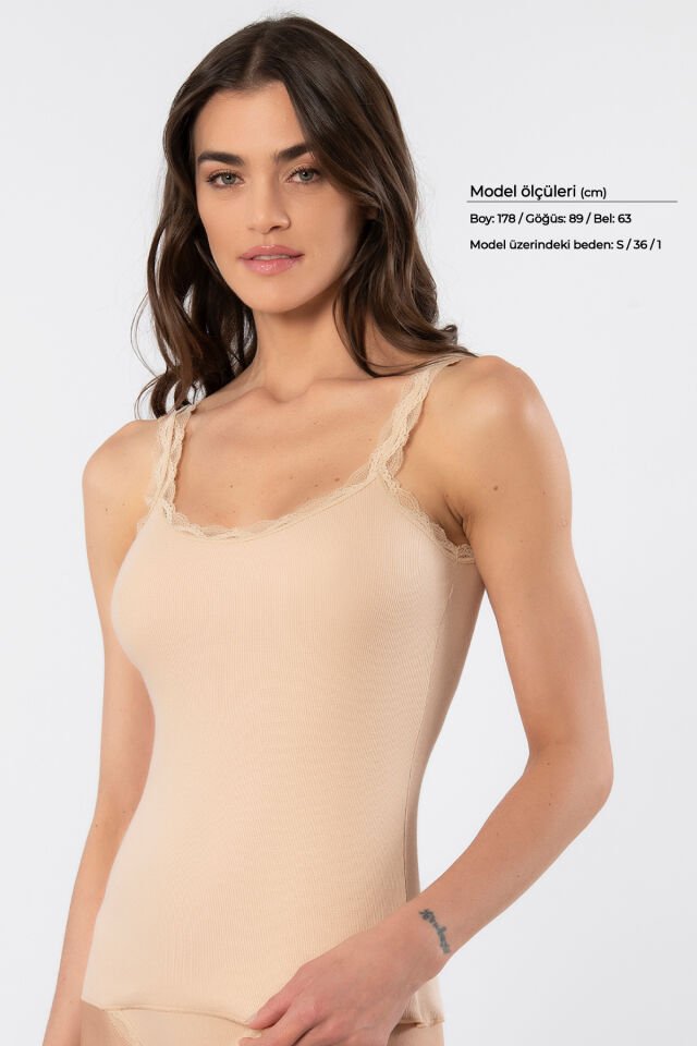 Türen Kadin Likrali Dantelli Ip Askili Kaskorse