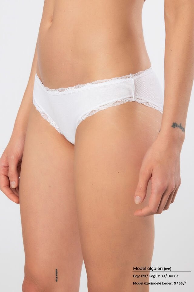 Türen Kadin Likrali Ribana Dantelli Bikini Külot 2'li Paket