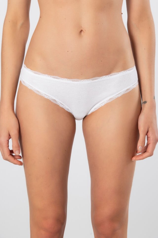 Türen Kadın Likralı Ribana Dantelli Bikini Külot 2'li Paket