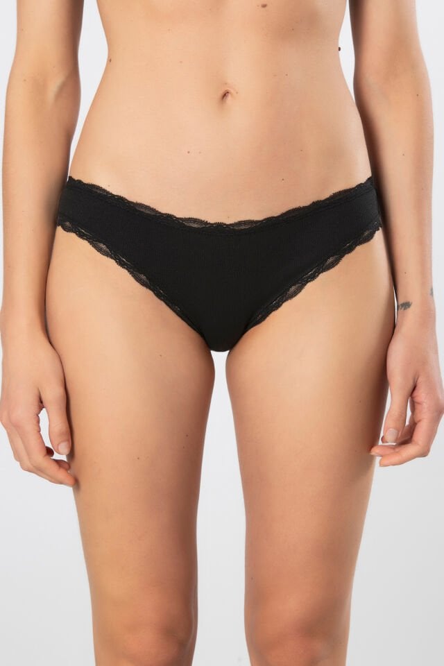 Türen Kadın Likralı Ribana Dantelli Bikini Külot 2'li Paket