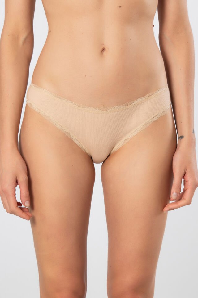 Türen Kadin Likrali Ribana Dantelli Bikini Külot 2'li Paket