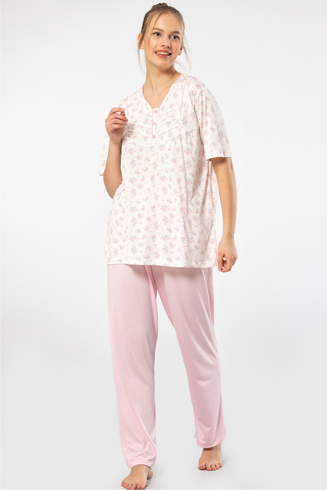 Türen Empirme Patli Battal Kisa Kollu Pijama Takimi