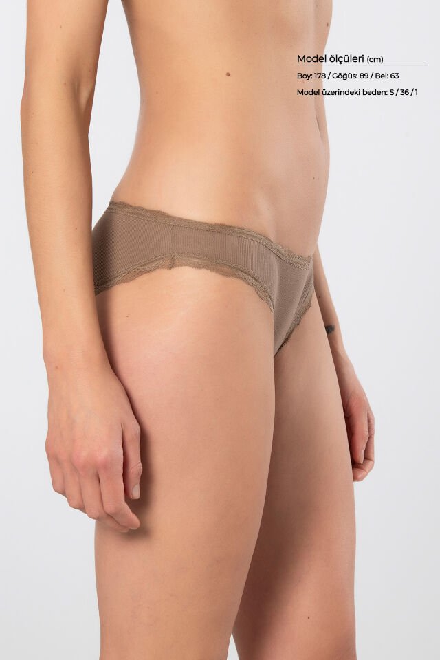 Türen Kadin Likrali Ribana Dantelli Bikini Külot 2'li Paket