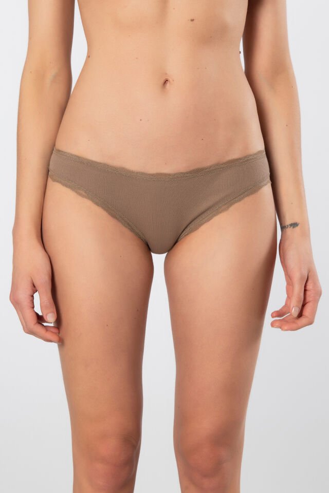 Türen Kadin Likrali Ribana Dantelli Bikini Külot 2'li Paket