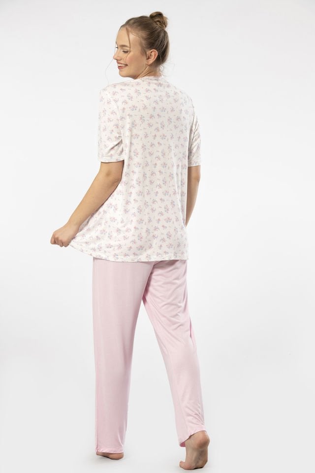 Türen Empirme Dügmeli Battal Kisa Kollu Pijama Takimi