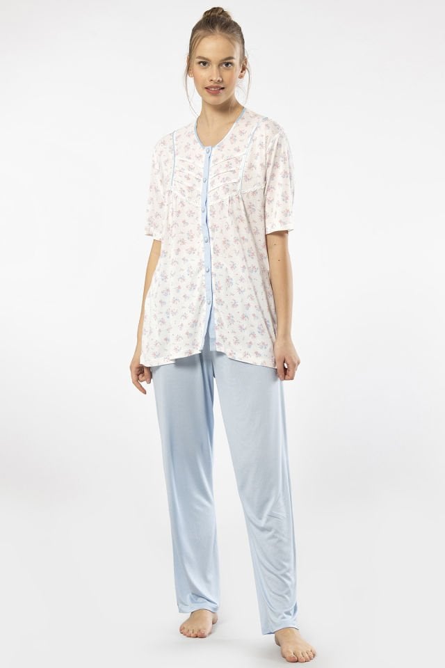 Türen Empirme Dügmeli Battal Kisa Kollu Pijama Takimi