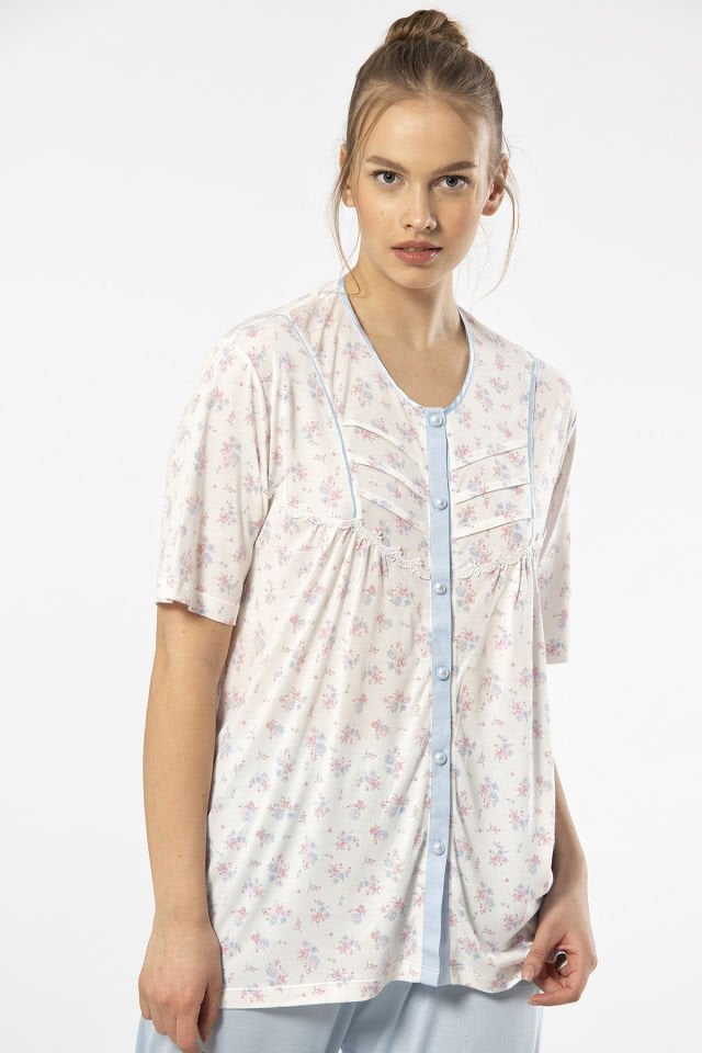 Türen Empirme Dügmeli Battal Kisa Kollu Pijama Takimi
