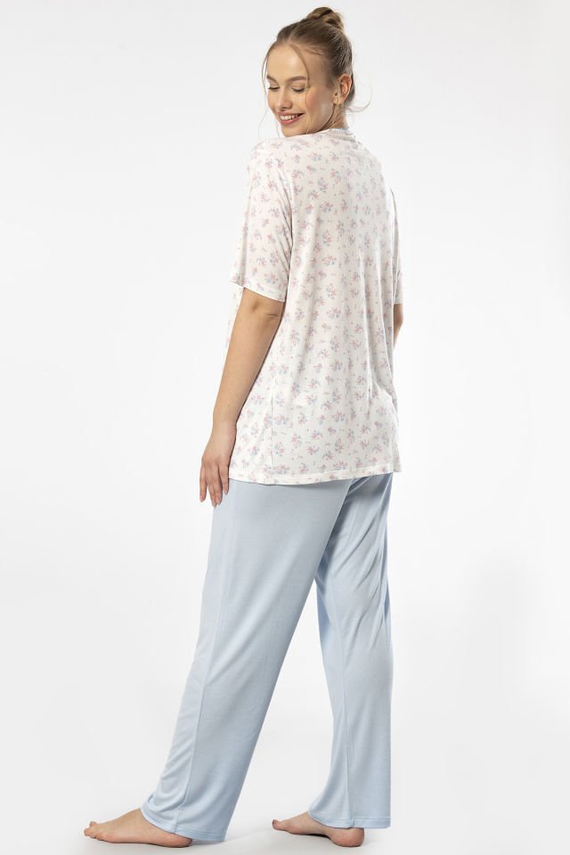 Türen Empirme Dügmeli Battal Kisa Kollu Pijama Takimi