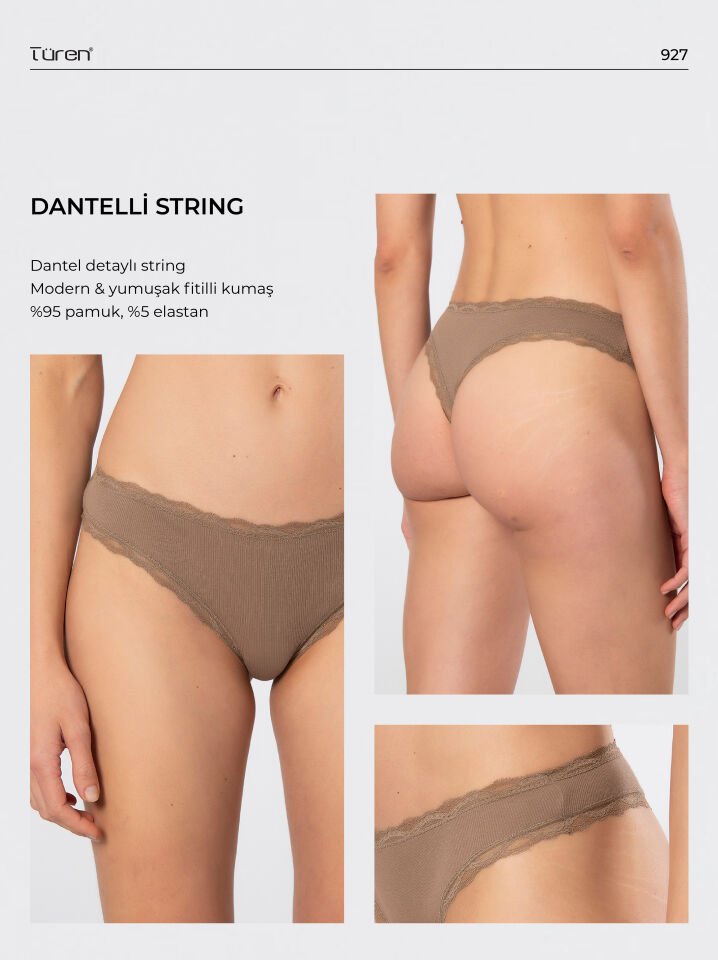 Türen Kadin Likrali Ribana Dantelli String 2'li Paket
