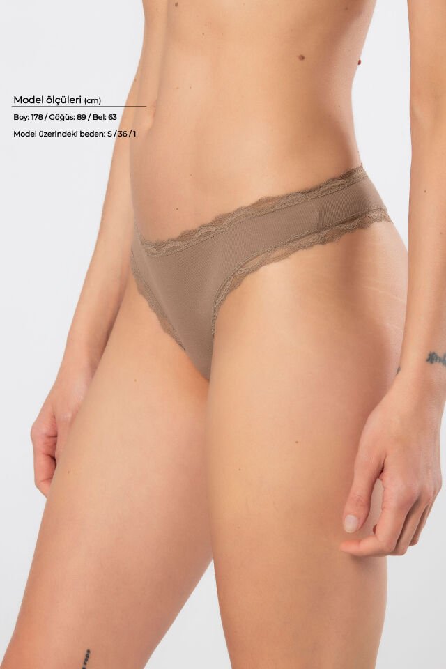 Türen Kadin Likrali Ribana Dantelli String 2'li Paket