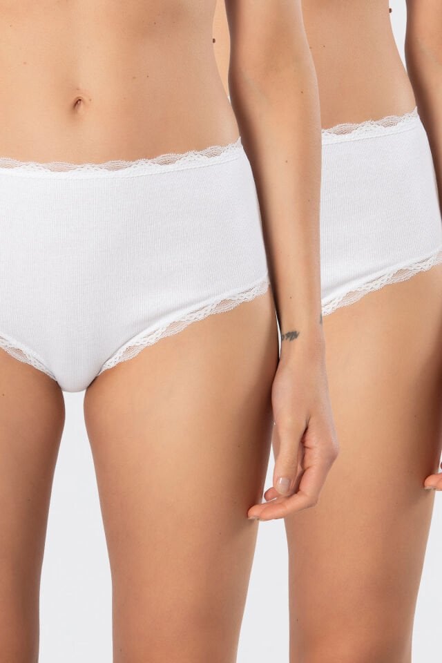 Türen Kadin Likrali Ribana Dantelli Yüksel Bel Külot 2'li Paket