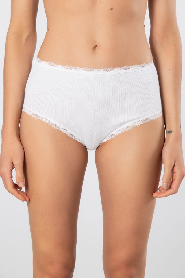 Türen Kadin Likrali Ribana Dantelli Yüksel Bel Külot 2'li Paket