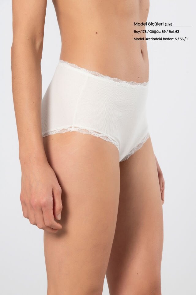 Türen Kadin Likrali Ribana Dantelli Yüksel Bel Külot 2'li Paket