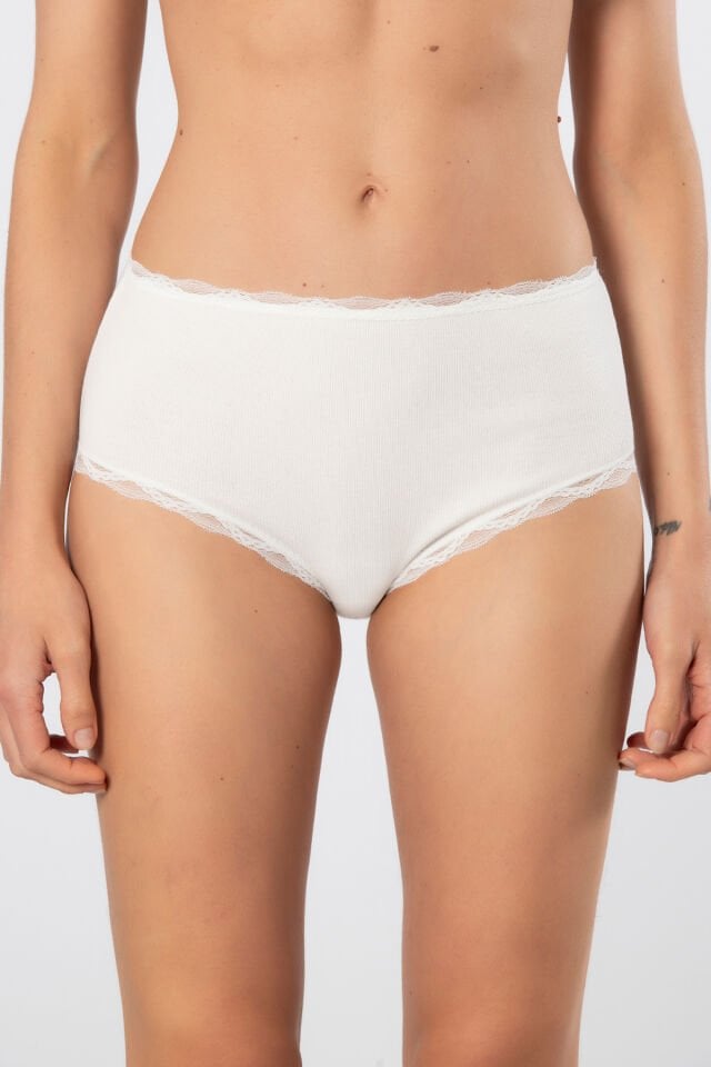 Türen Kadin Likrali Ribana Dantelli Yüksel Bel Külot 2'li Paket