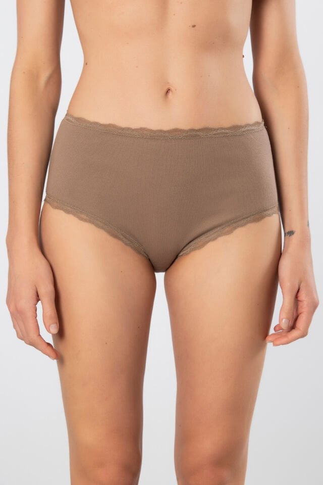 Türen Kadin Likrali Ribana Dantelli Yüksel Bel Külot 2'li Paket