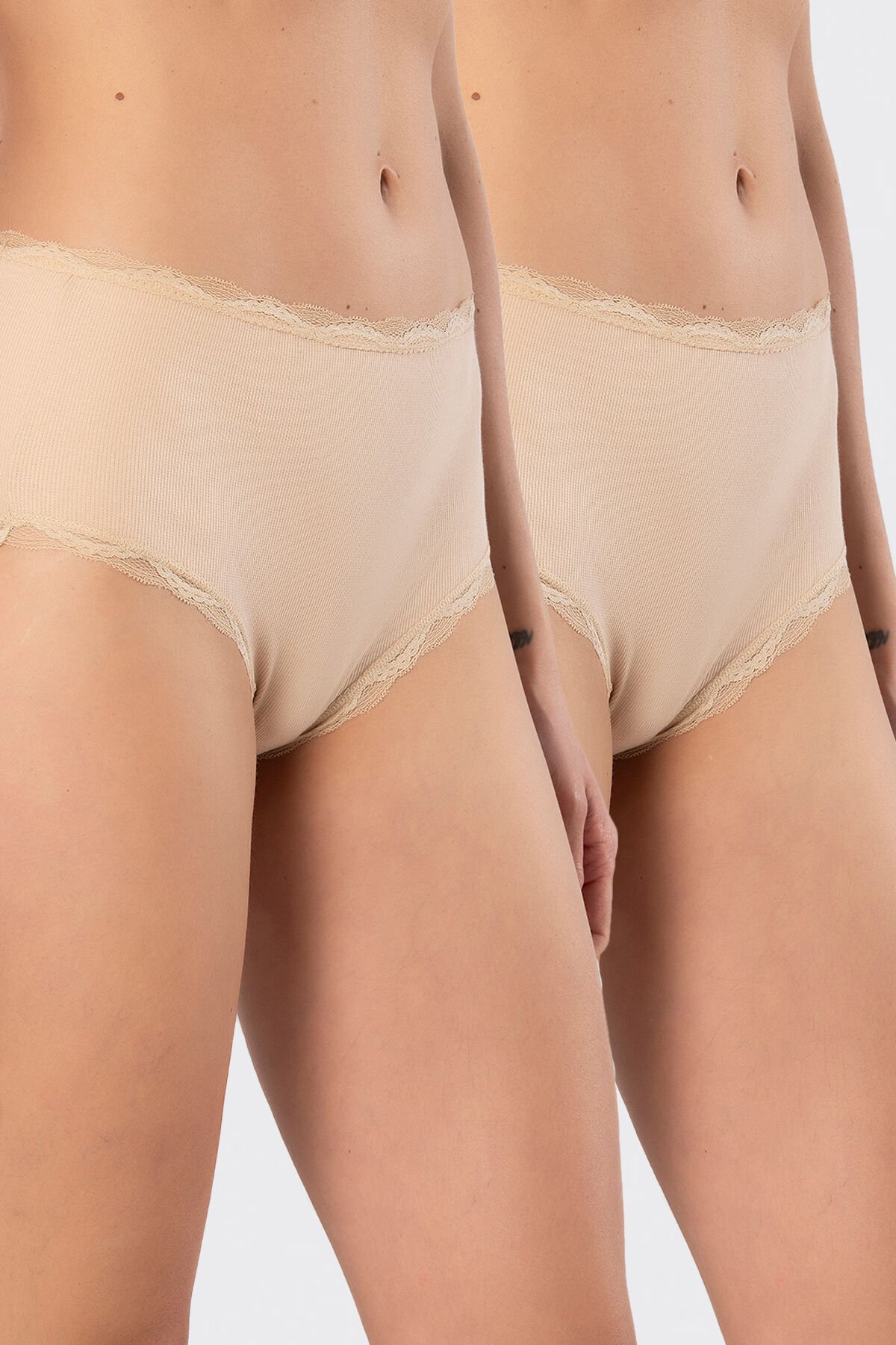 Türen Kadin Likrali Ribana Dantelli Yüksel Bel Külot 2'li Paket