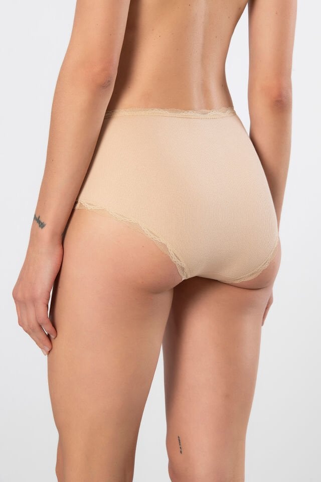 Türen Kadin Likrali Ribana Dantelli Yüksel Bel Külot 2'li Paket