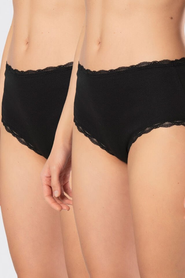 Türen Kadin Likrali Ribana Dantelli Yüksel Bel Külot 2'li Paket