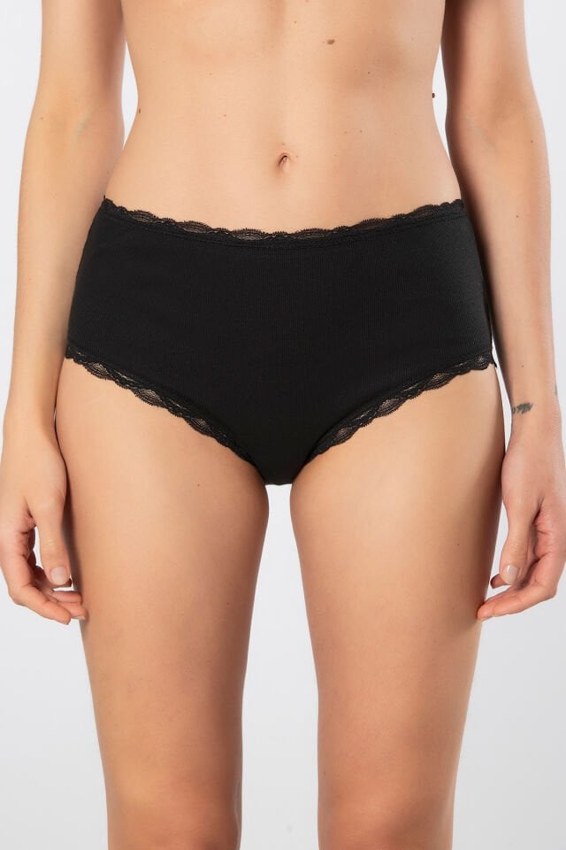 Türen Kadin Likrali Ribana Dantelli Yüksel Bel Külot 2'li Paket