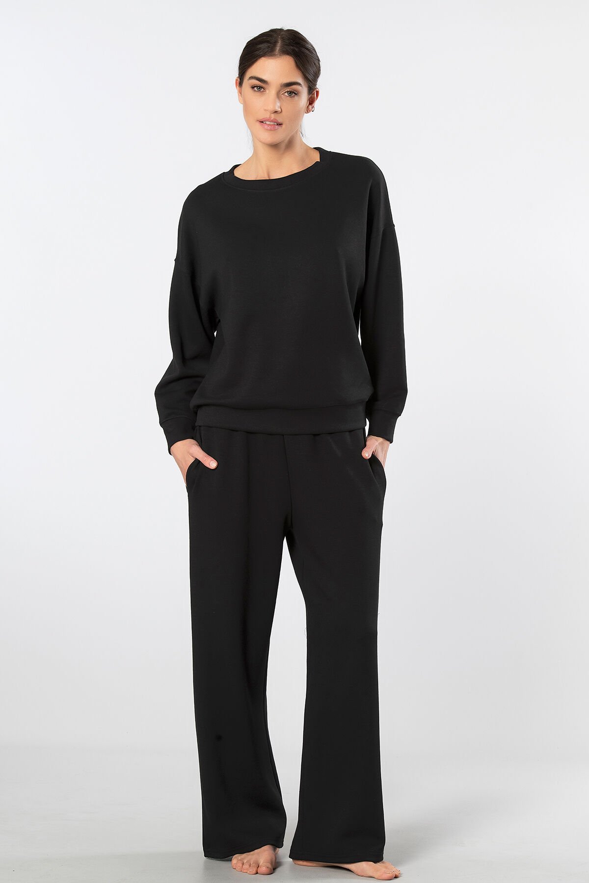 Türen Kadin Bisiklet Yaka Boru Paçali Esofman Takimi