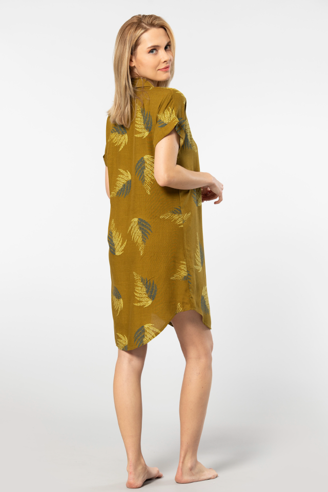 Türen Kadın Desenli Dokuma Düğmeli Elbise