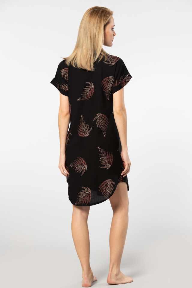 Türen Kadin Desenli Dokuma Dügmeli Elbise