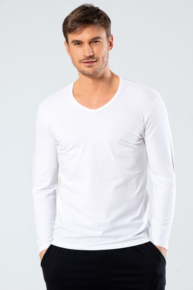 Cacharel Erkek V Yaka Uzun Kollu T-Shirt