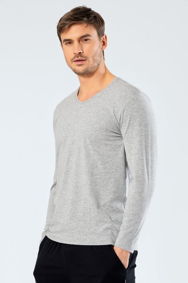 Cacharel Erkek V Yaka Uzun Kollu T-Shirt