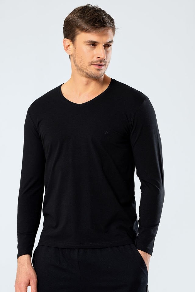 Cacharel Erkek V Yaka Uzun Kollu T-Shirt
