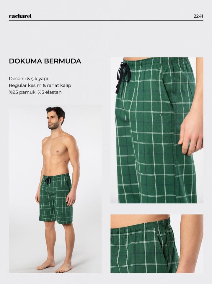 Cacharel Erkek Dokuma Bermuda Tek Alt