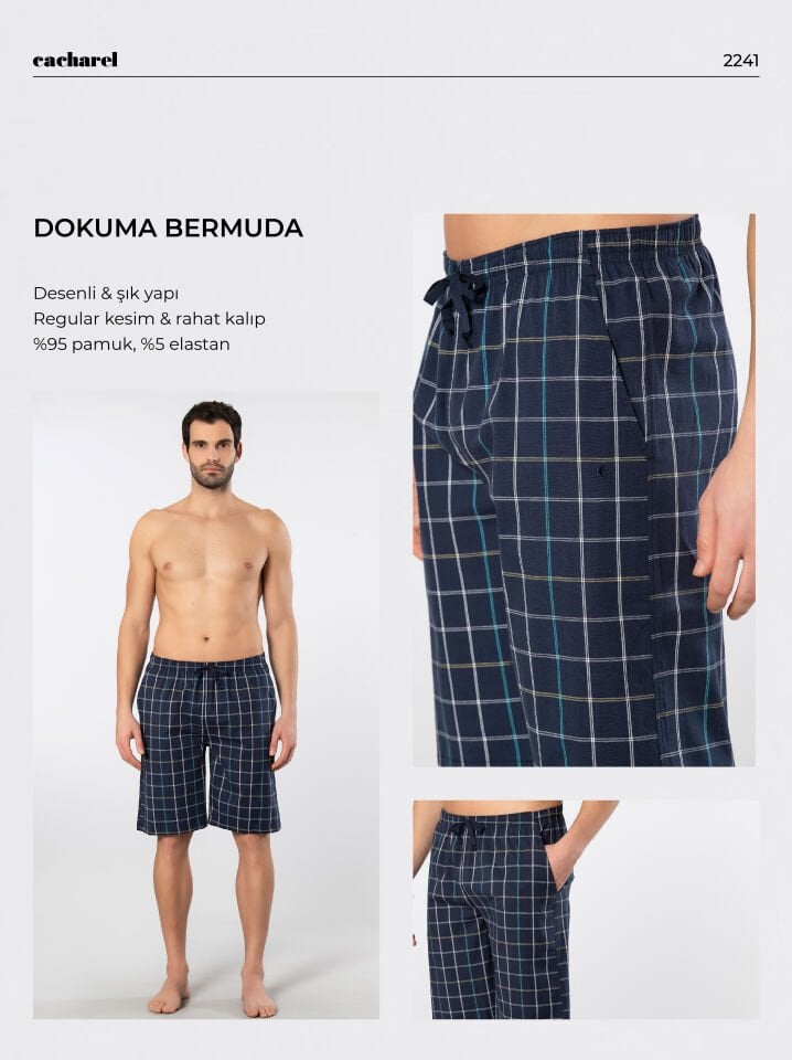 Cacharel Erkek Dokuma Bermuda Tek Alt