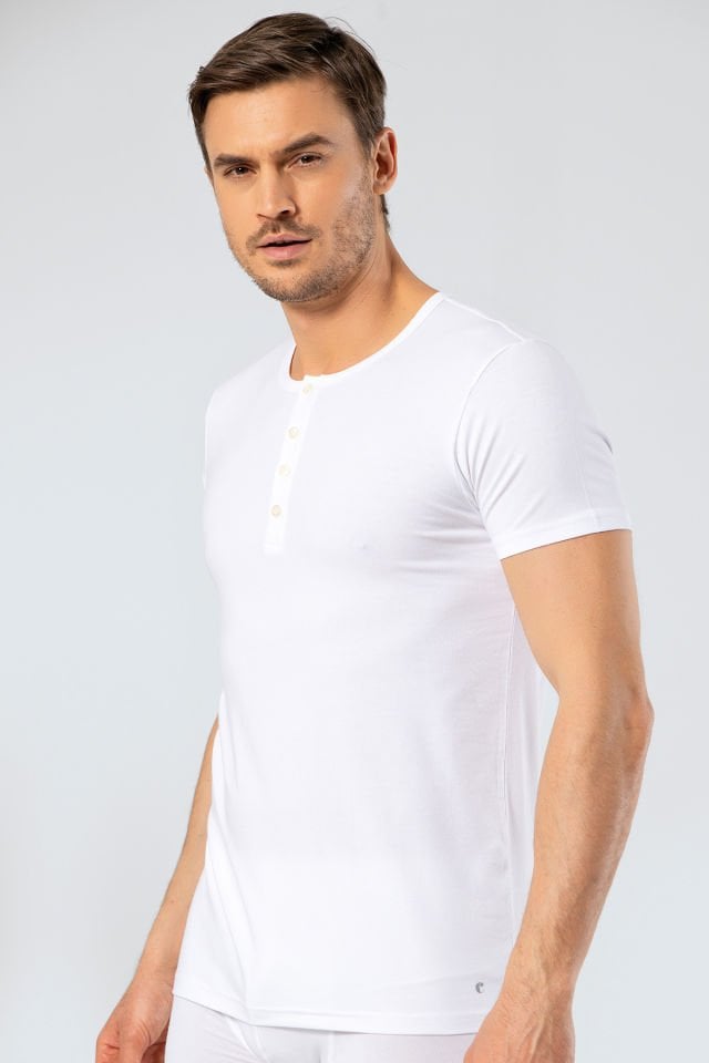 Cacharel Erkek Bisiklet Yaka Düğmeli T-shirt