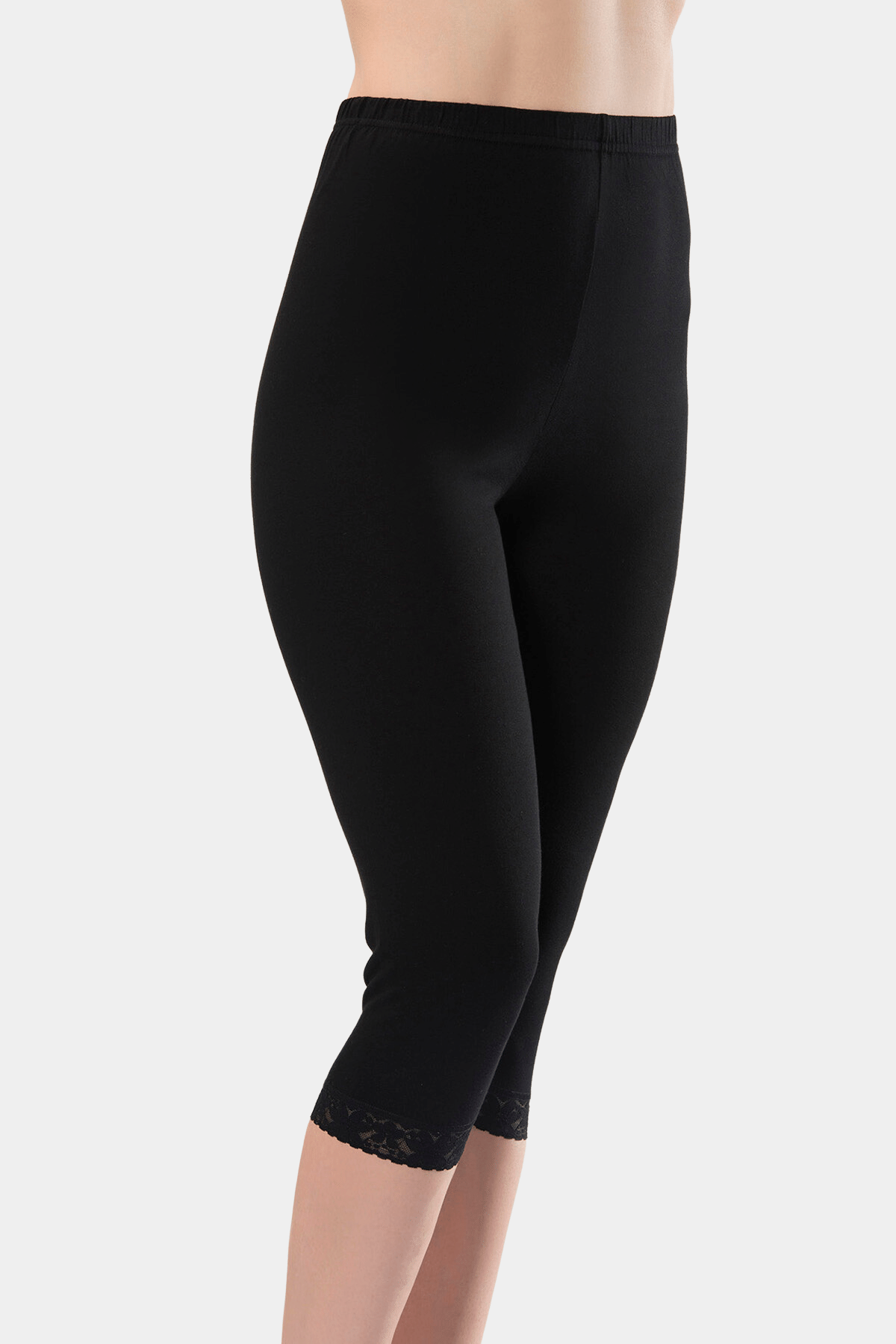 Türen Kadin Dantelli Pamuklu Likrali Crop Boy Tayt