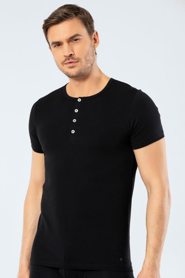 Cacharel Erkek Bisiklet Yaka Düğmeli T-shirt