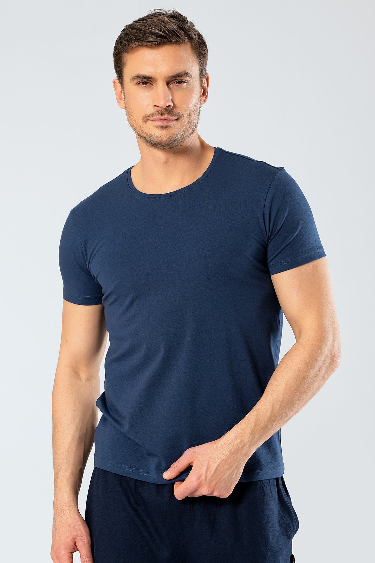 Cacharel Erkek Bisiklet Yaka Likrali T-shirt