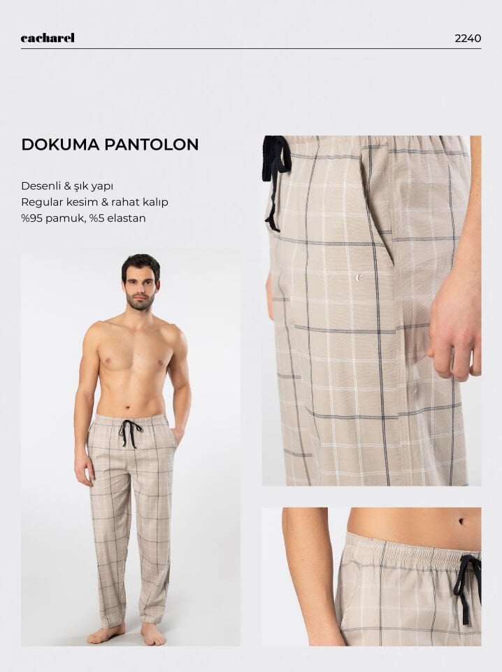 Cacharel Erkek Dokuma Pijama Tek Alt
