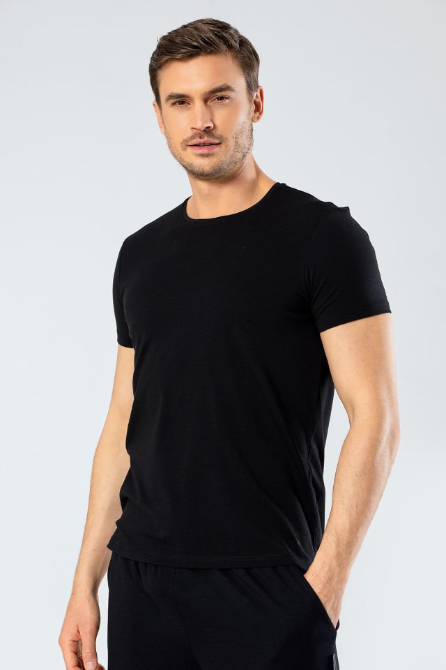 Cacharel Erkek Bisiklet Yaka Likrali T-shirt