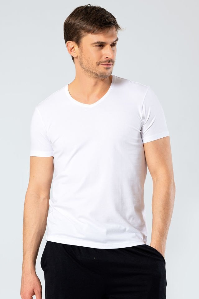Cacharel Erkek V Yaka Likrali T-shirt