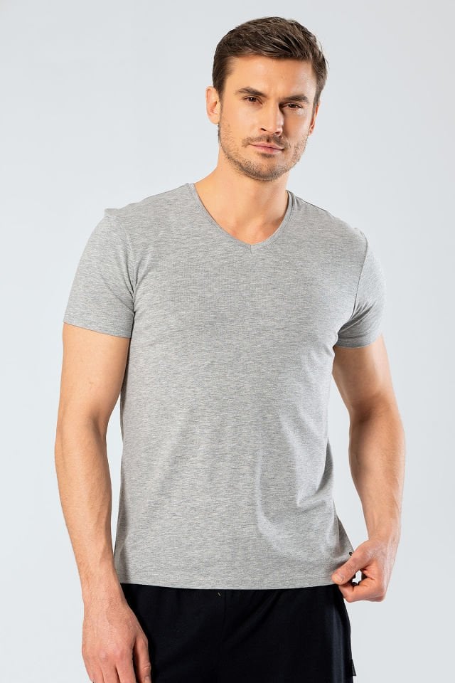Cacharel Erkek V Yaka Likrali T-shirt