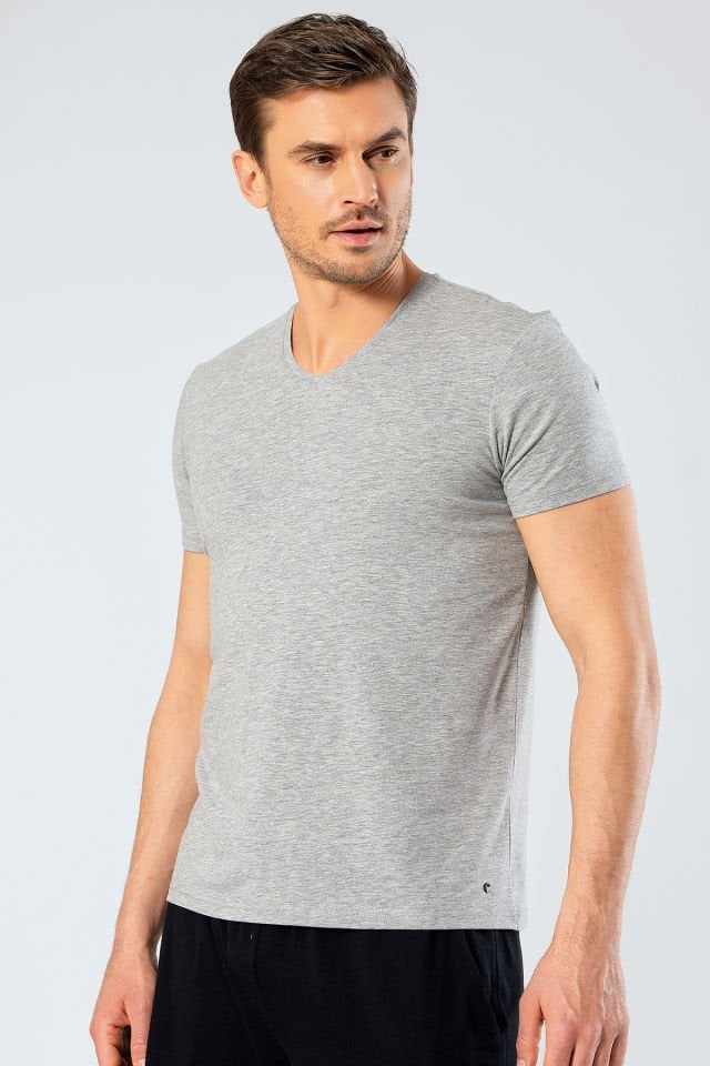 Cacharel Erkek V Yaka Likrali T-shirt