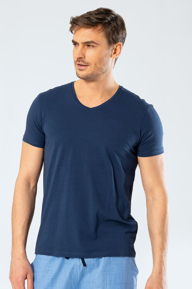 Cacharel Erkek V Yaka Likrali T-shirt