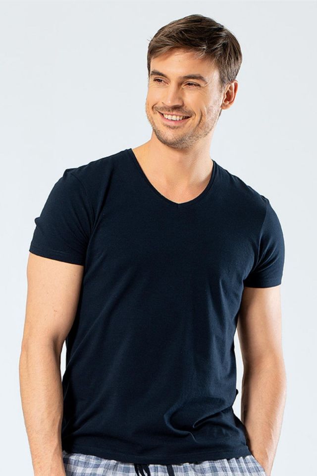 Cacharel Erkek V Yaka Likrali T-shirt