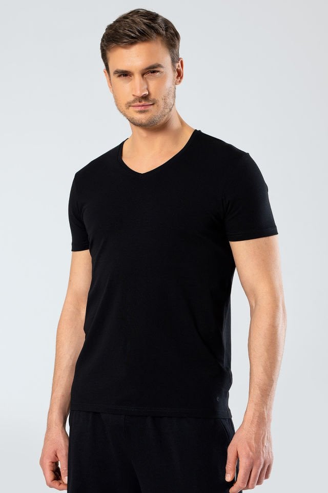 Cacharel Erkek V Yaka Likrali T-shirt