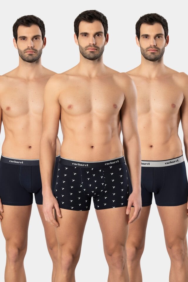 Cacharel Erkek Desenli Likralı Boxer 3'lü Paket