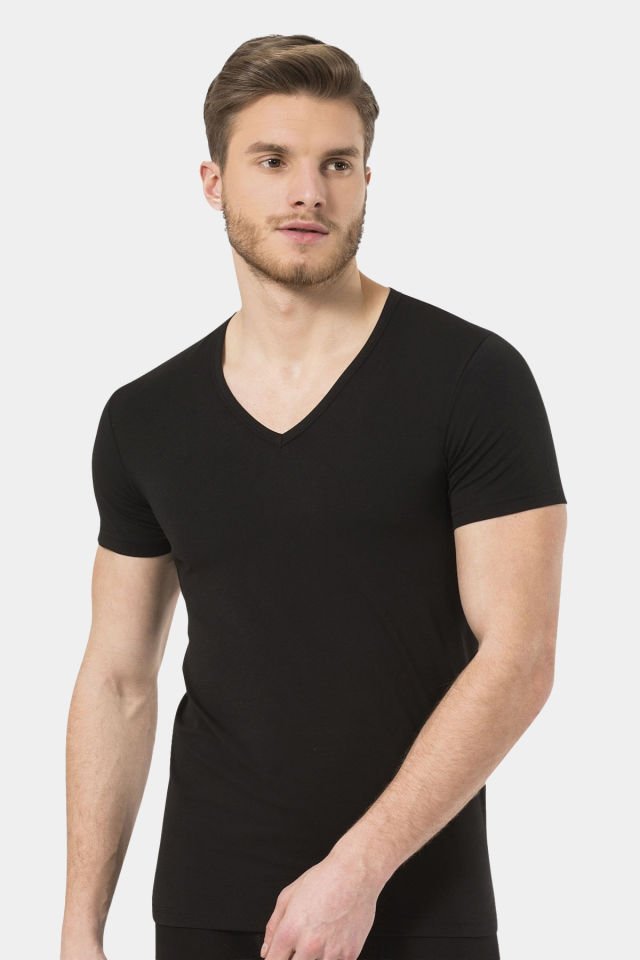 Türen Erkek V Yaka Likrali T-shirt